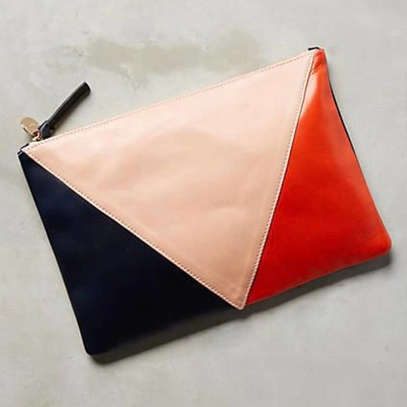 CLARE V ANTHROPOLOGIE Angular Pouch Clutch Leather Colorblock NWT - Picture 10 of 10